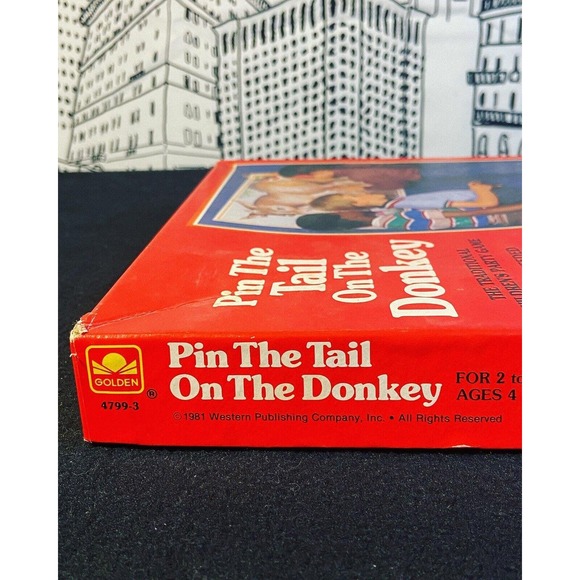 Vintage 1981 Pin The Tail On The Donkey Party 80s Game Golden RARE Complete - Picture 7 of 10